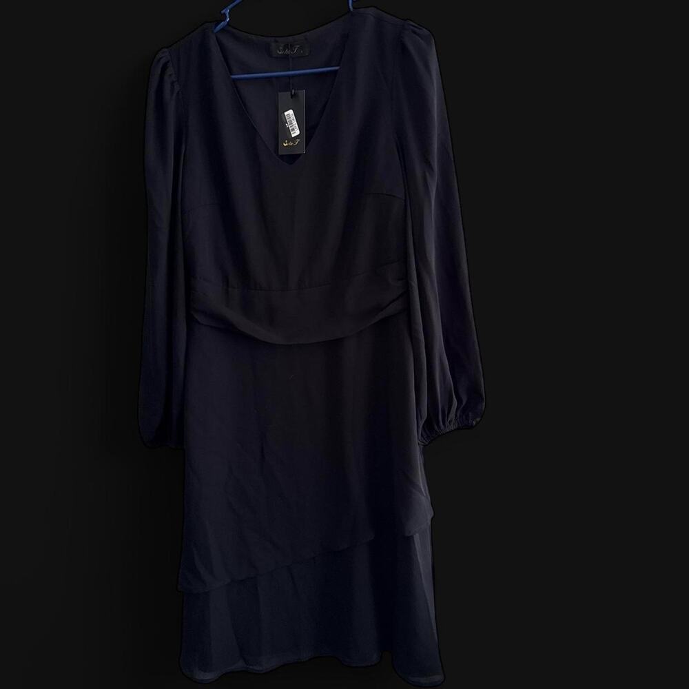 Black midi dress with ruffles